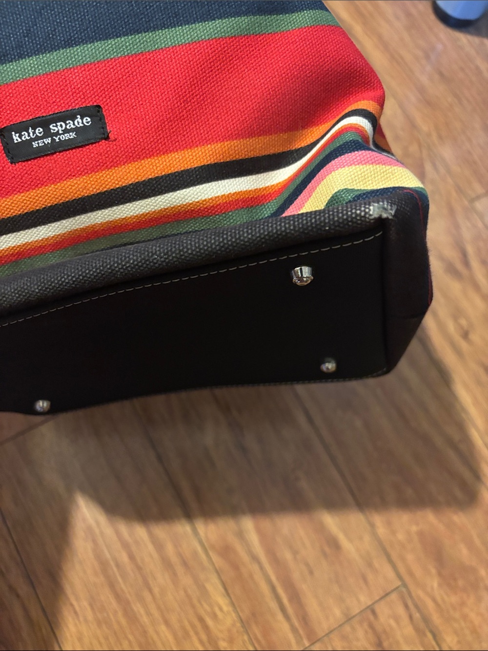 kate spade Multicolor Striped Canvas Tote - with flaw - Picture 7 of 11